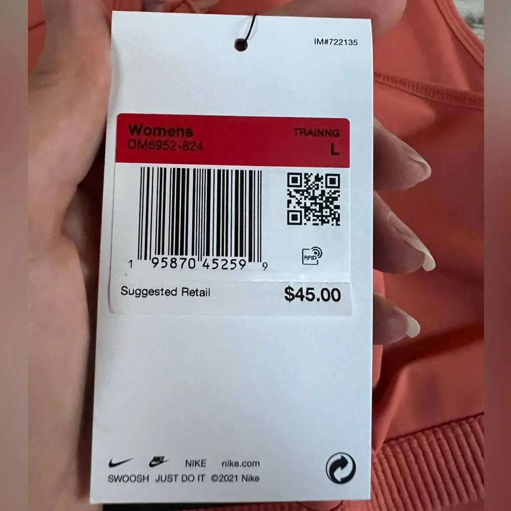 Nike dri-fit peach color half zip sports bra